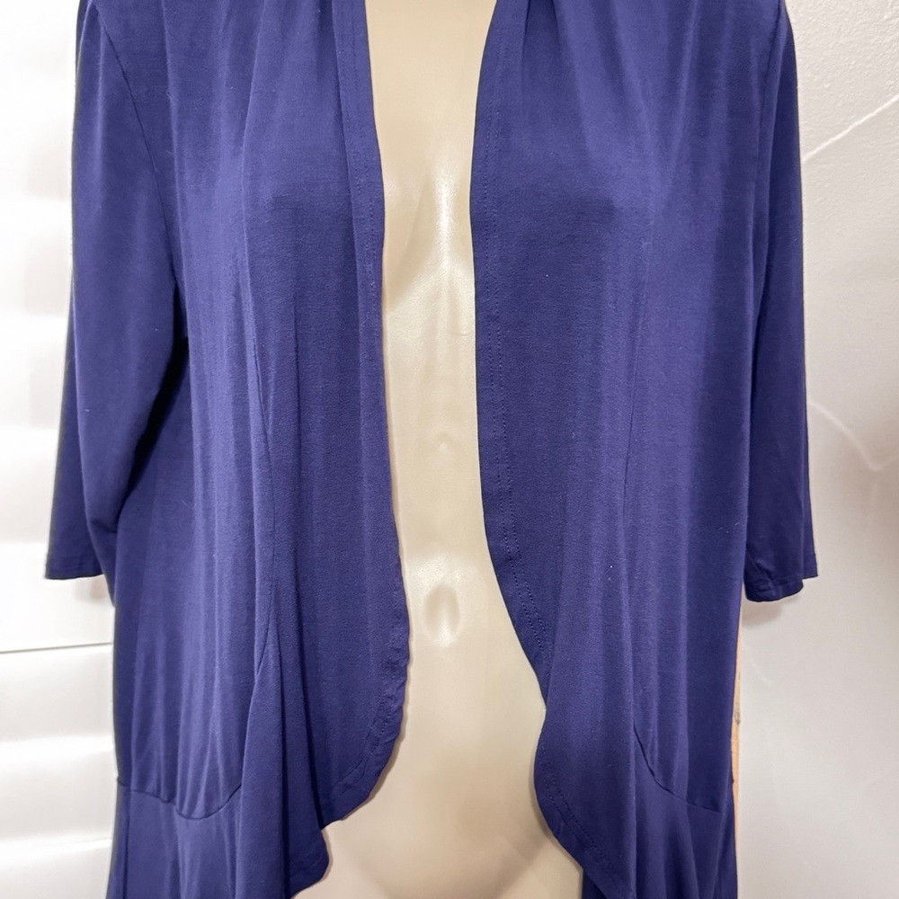 Elegant Blue Open Front Cardigan Bluetime size Medium